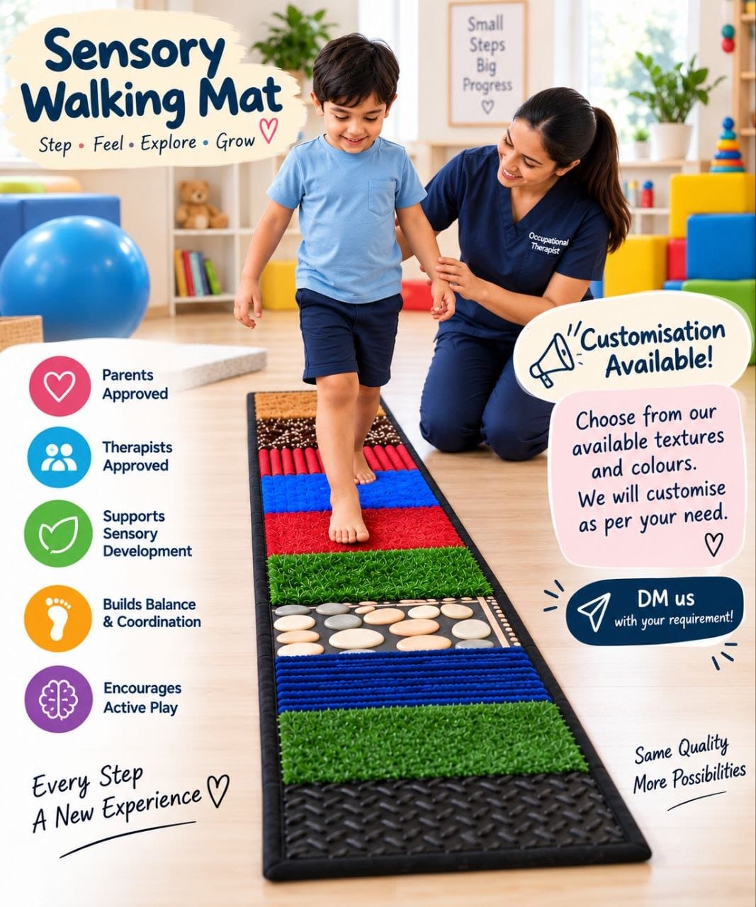 Sensory Feet Mat| Multi-Texture Sensory Feet Mat for Kids - Image 2