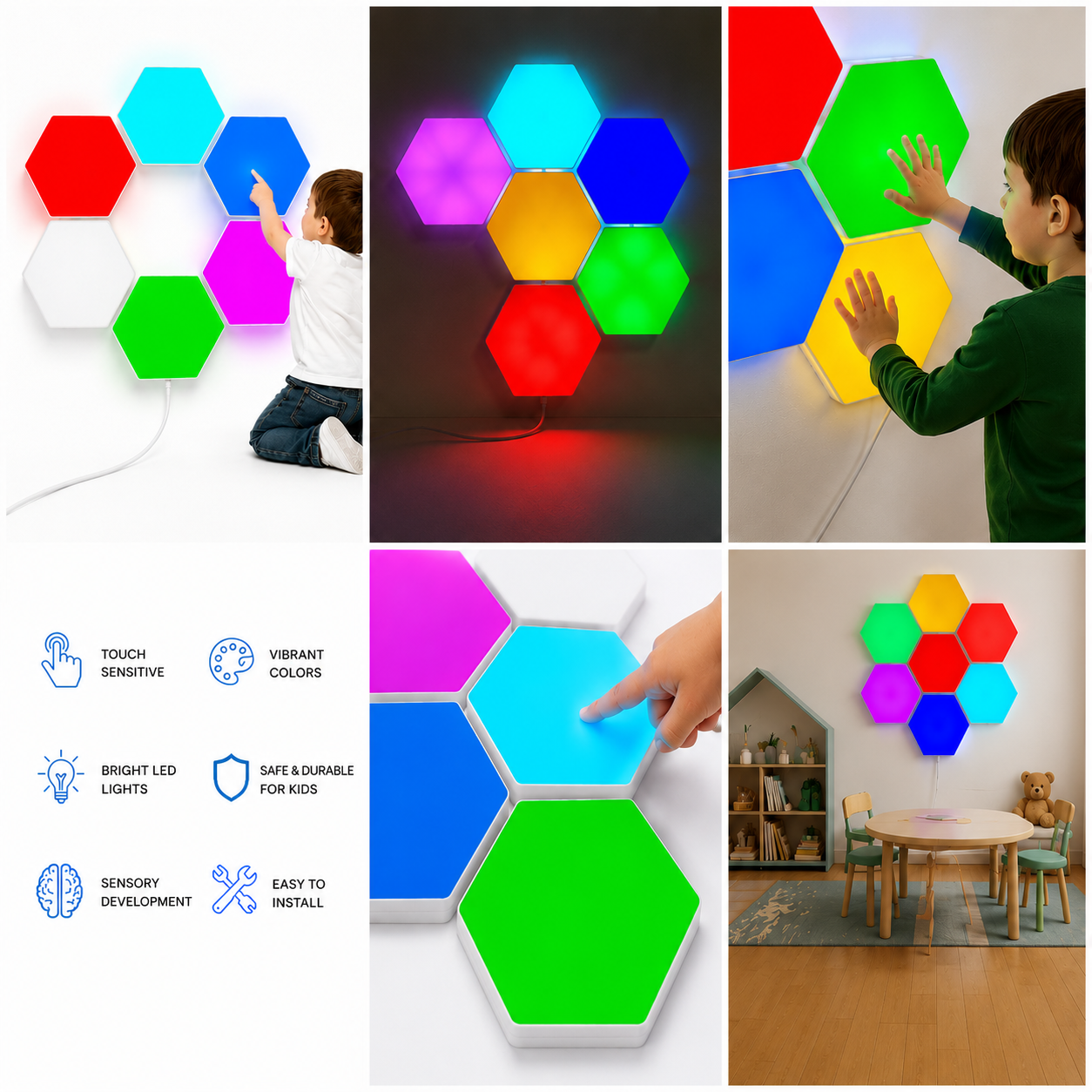 LED Hexagon Wall Light |Sensory Visual Aids - Image 2