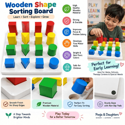 Wooden Geometric Shape Sorting Board Toy - Image 3