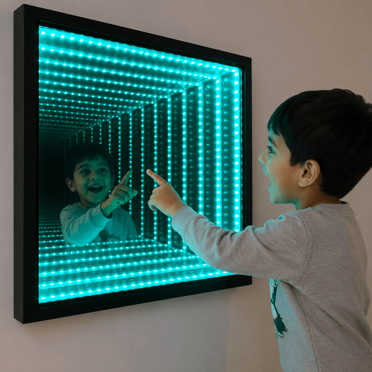 Square Infinity Mirror – LED Sensory Light Mirror - Image 2